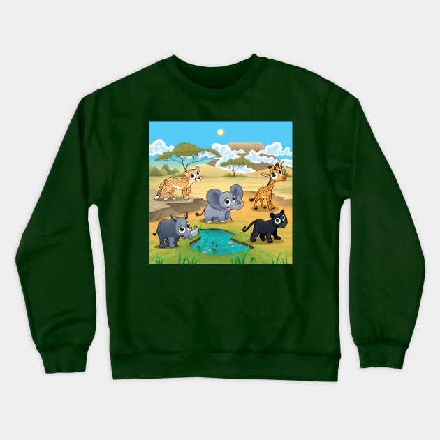 Jungle Scene Crewneck Sweatshirt by ddraw